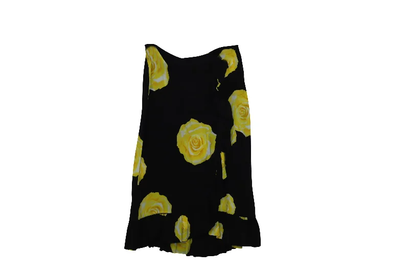 Ganni Fayette Wrap Effect Floral Skirt in Black SIlk