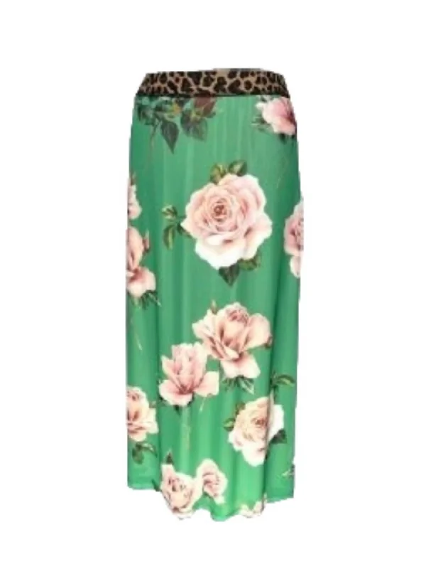 Garden Rose Maxi Skirt In Green