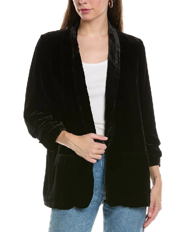 Go> by GoSilk Scrunched Sleeve Velvet Silk-Blend Jacket