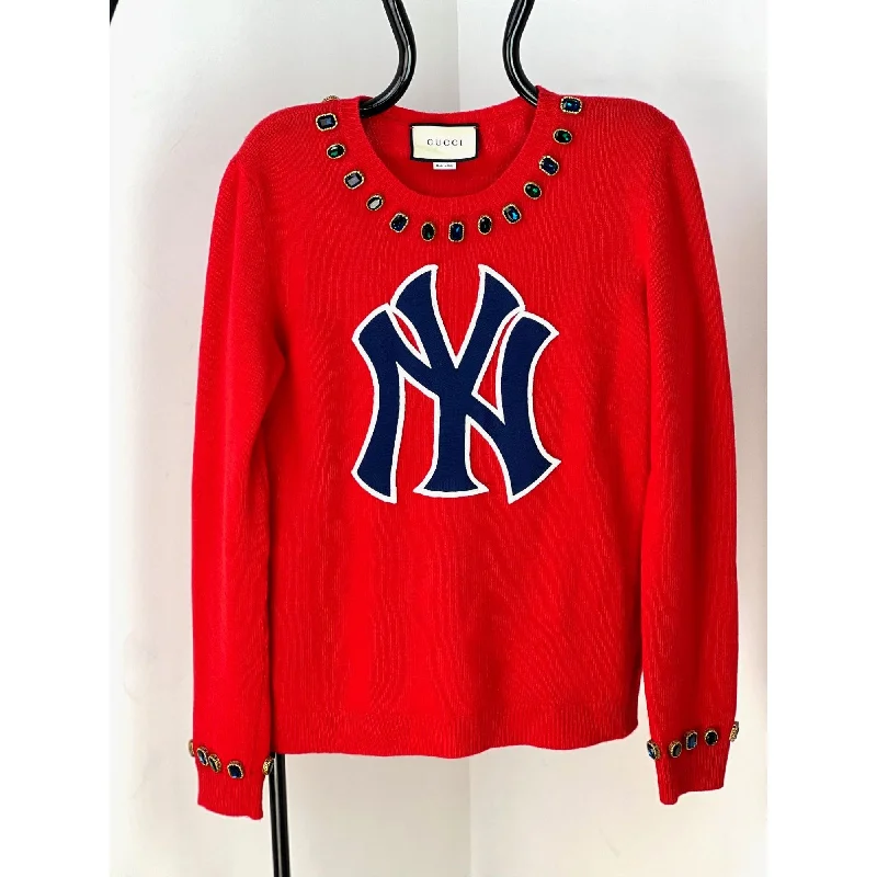 Gucci Womens NY Yankees Wool Red Sweater Pullover