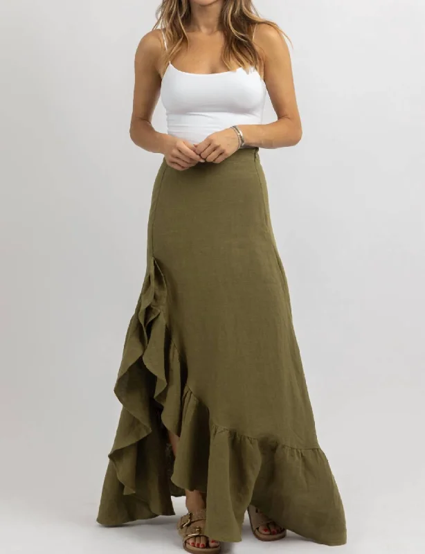 Harlowe Linen Skirt In Olive