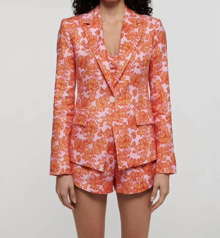 Irina Single Breasted Jacket In Orange/rose