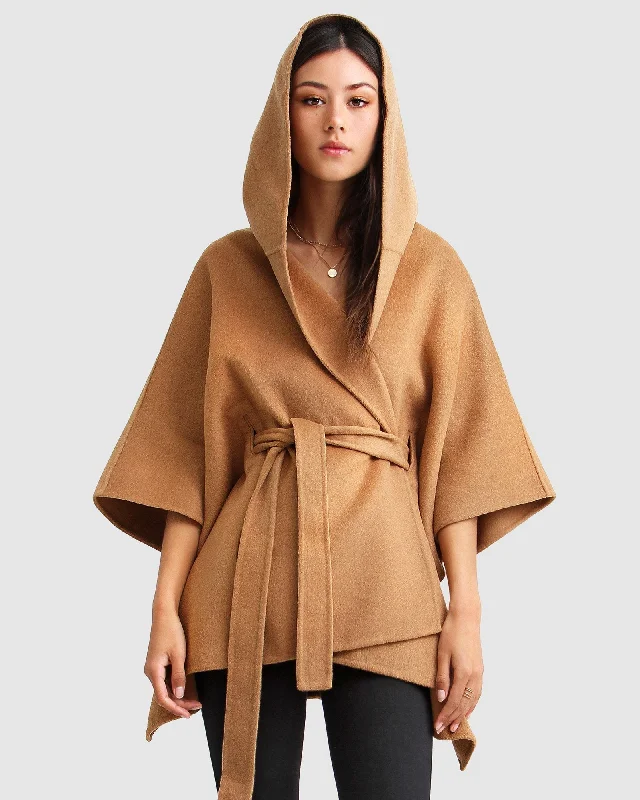 Jackson Landing Wool Blend Cape Coat - Dark Camel