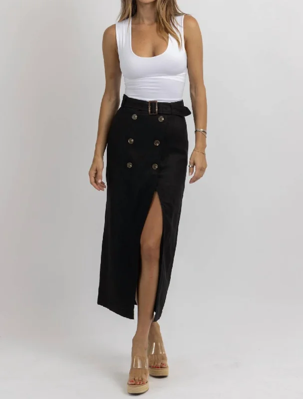 Kinsley Linen Skirt In Black