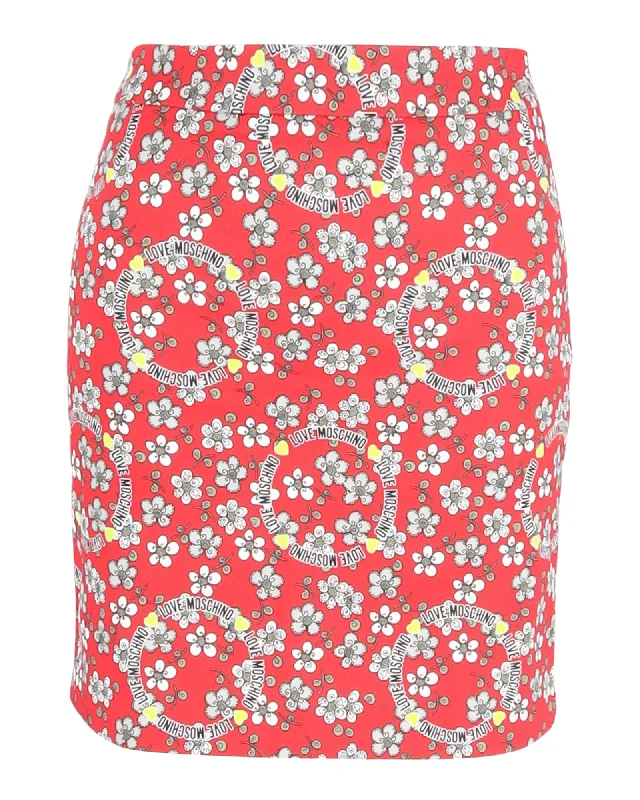 Love Moschino Mini Skirt in Floral Print Cotton