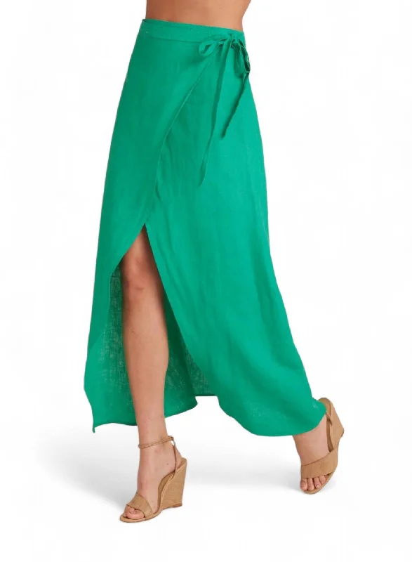 Maxi Wrap Skirt In Tropical Green