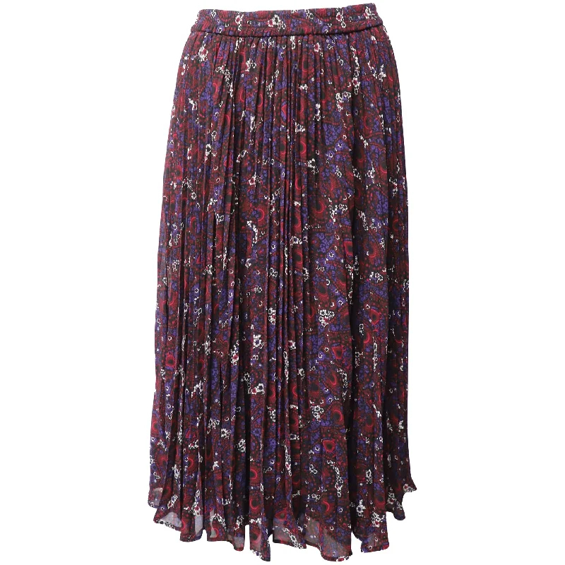 Michael Kors Pleated Floral-Print Maxi Skirt in Multicolor Polyester