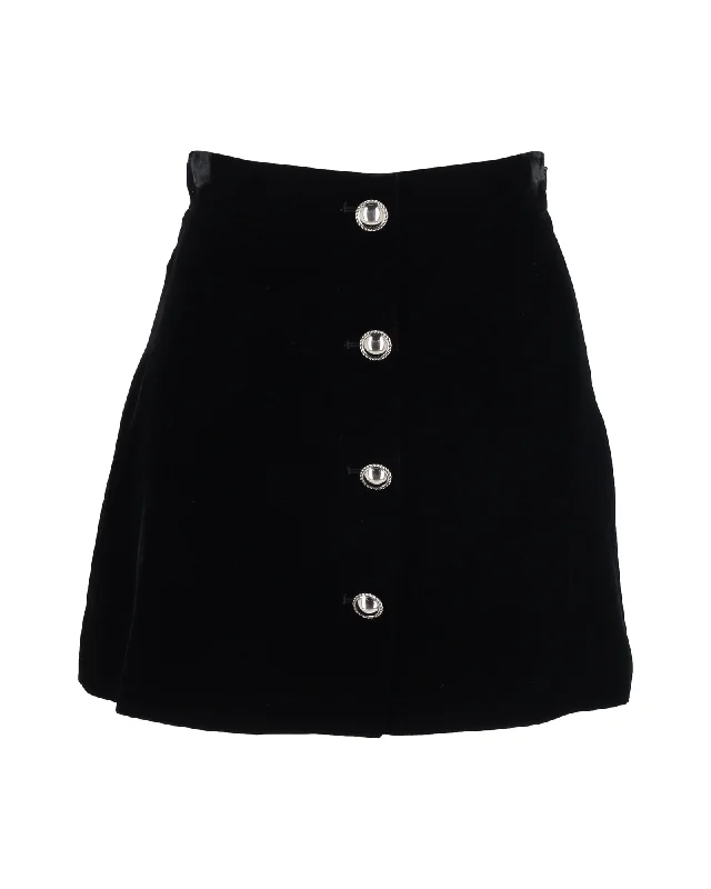 Miu Miu Buttoned Mini Skirt in Black Velvet