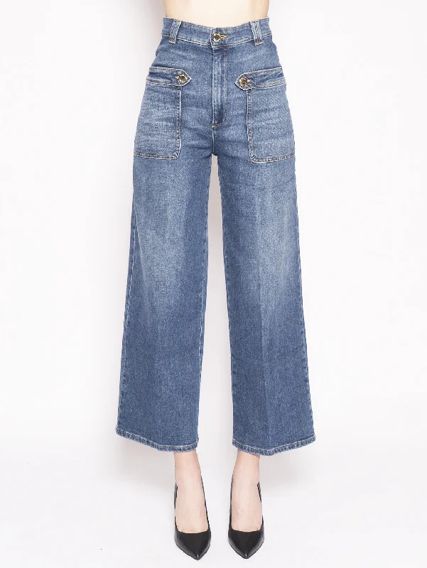 Pantalone Denim a Palazzo Parker Blu