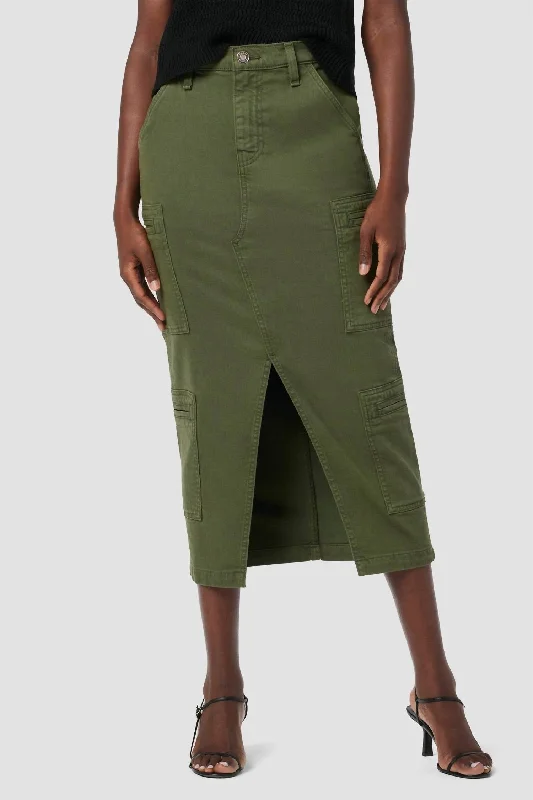 Reconstructed Skirt With Cargo Welt Pockets In Cypress