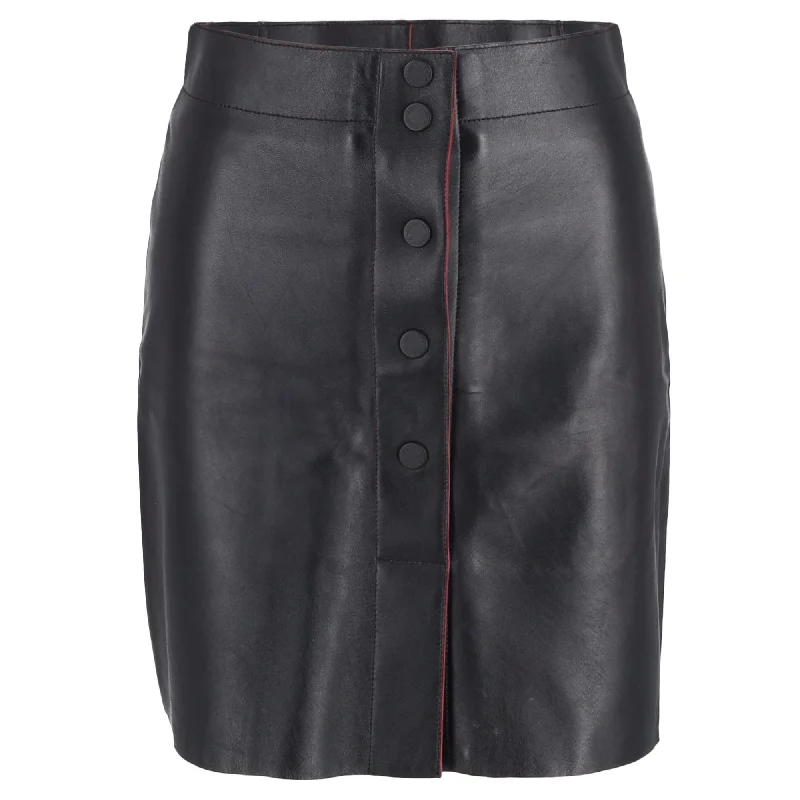 Sandro Milla A-Line Skirt in Black Leather