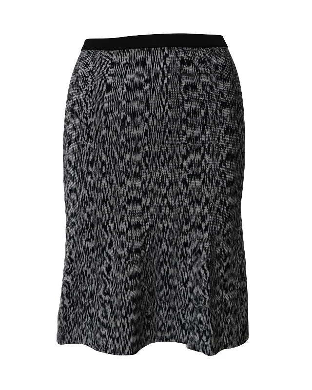 Sandro Paris Geometric Flared Knee-length Skirt in Black Viscose