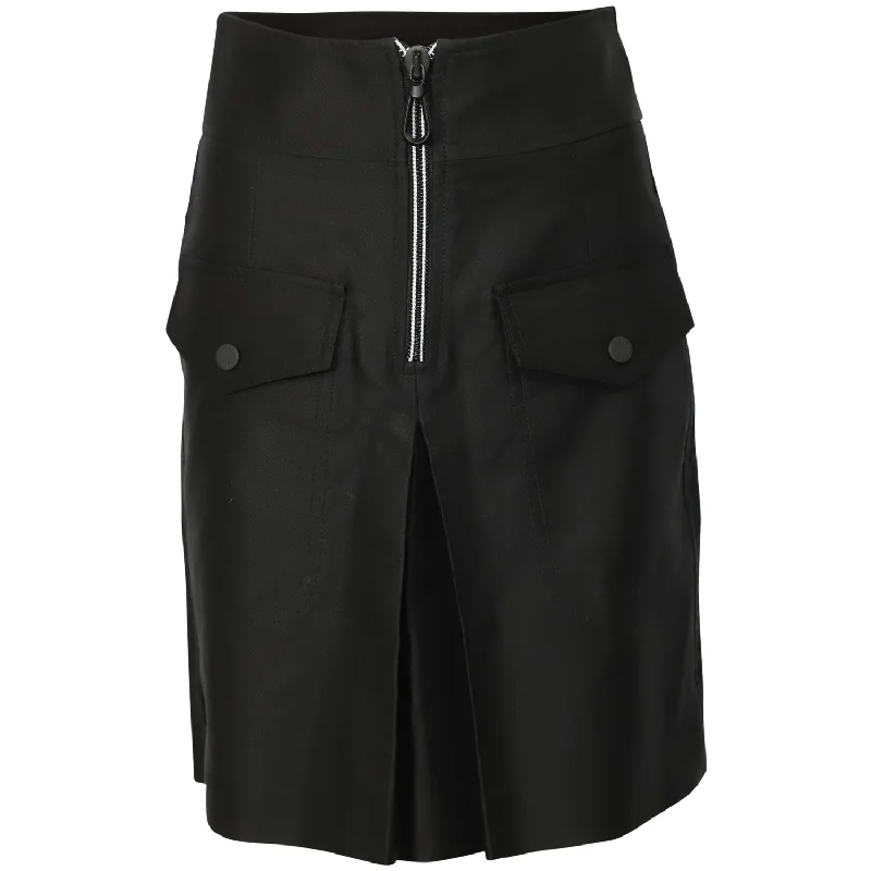 Sandro Paris Zipper Detailed Skirt in Black Cotton