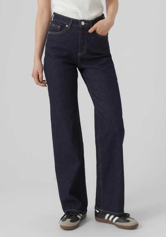 Vero Moda Tessa Wide Leg Jeans, Dark Blue Denim