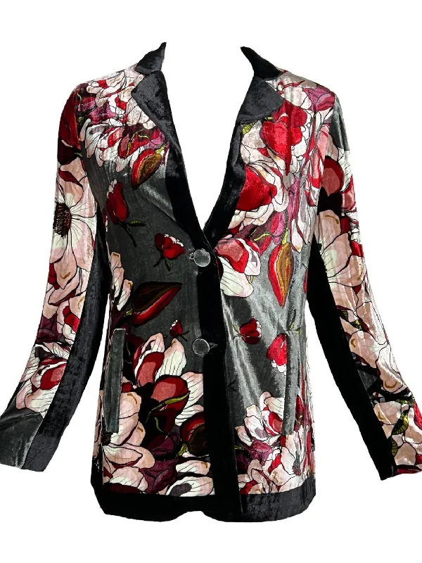 Women Tulips Jacket In Charcoal