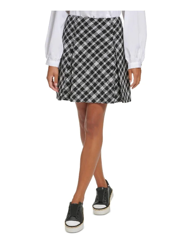 Womens Tweed Plaid Mini Skirt