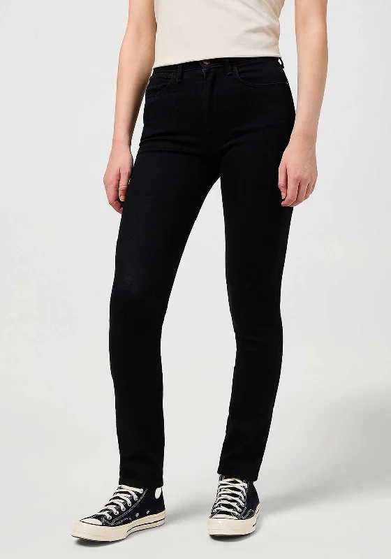 Wrangler High Rise Slim Leg Jeans, Black