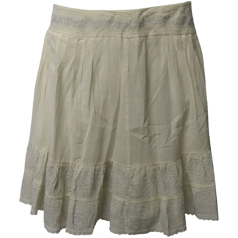 Zadig and Voltaire Jussie Embroidered Hem Skirt in Cream Cotton