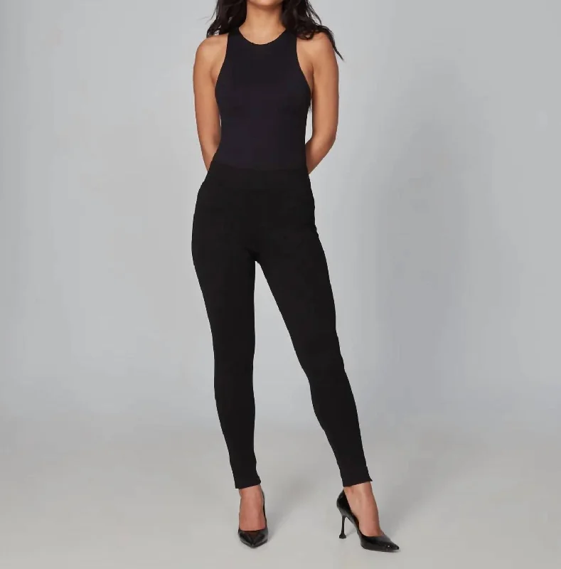 Anna-J Mid Rise Leggings In Black