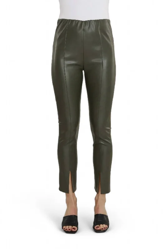 Faux Leather Leggings In Army