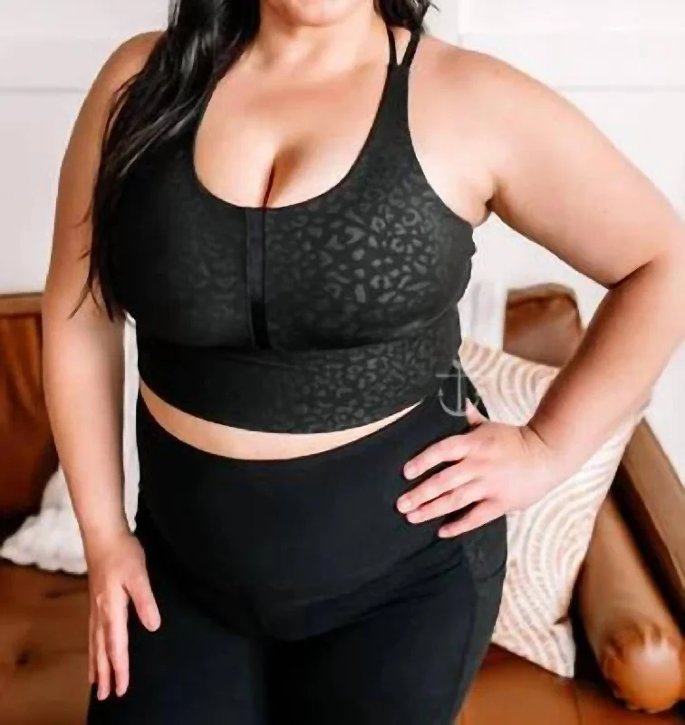 Leopard Sports Bra In Black