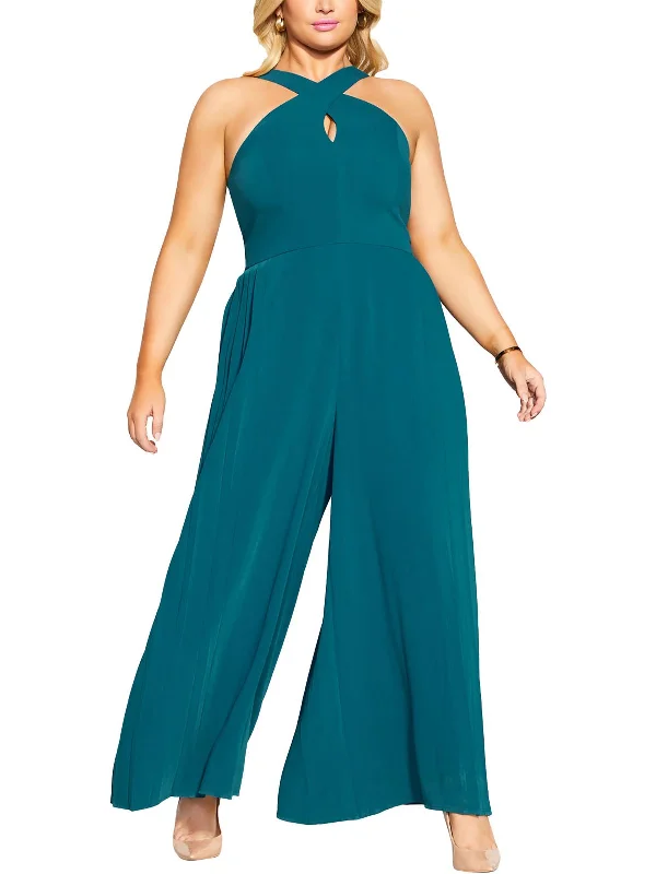 Classic Design Plus Harper Womens Keyhole Halter Jumpsuit