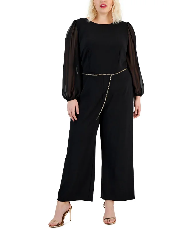 Fresh And Elegant Plus Womens Scuba Crepe Long Jumpsuit
