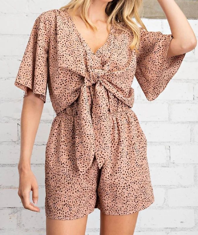 Fashion And Simplicity Romper In Dusty Pink