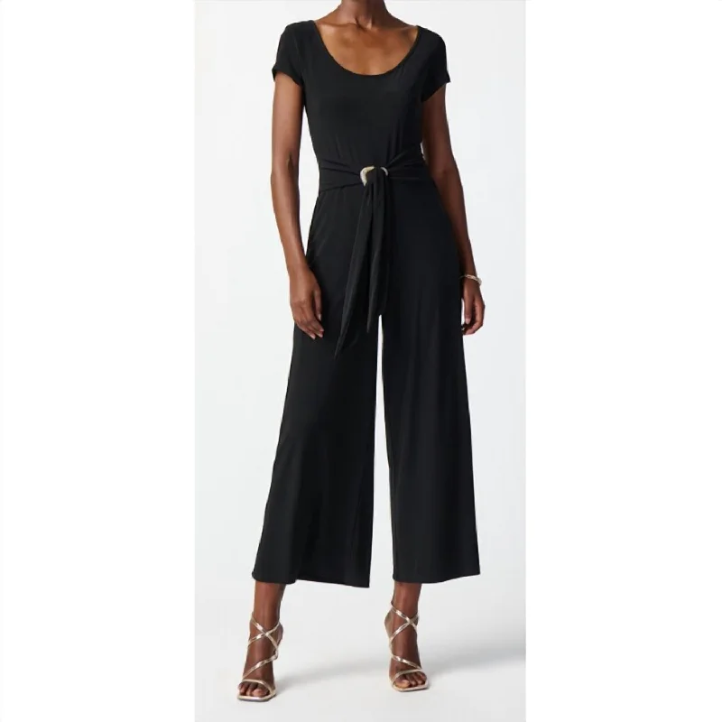 Dressing Tips Silky Knit Culotte-Let Jumpsuit In Black