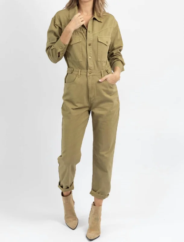 Spellbound Utility Jumpsuit In Washed Olive