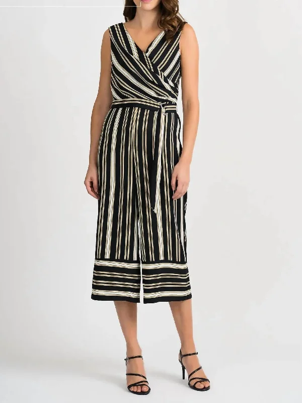 Stripe Pantsuit In Black/multi