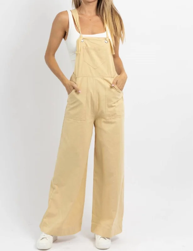 The Britton Flare Overall In Beige