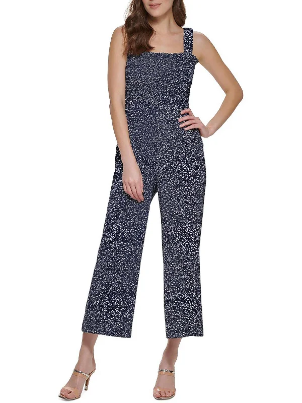 Womens Cropped Sleeveless Jumpsuit