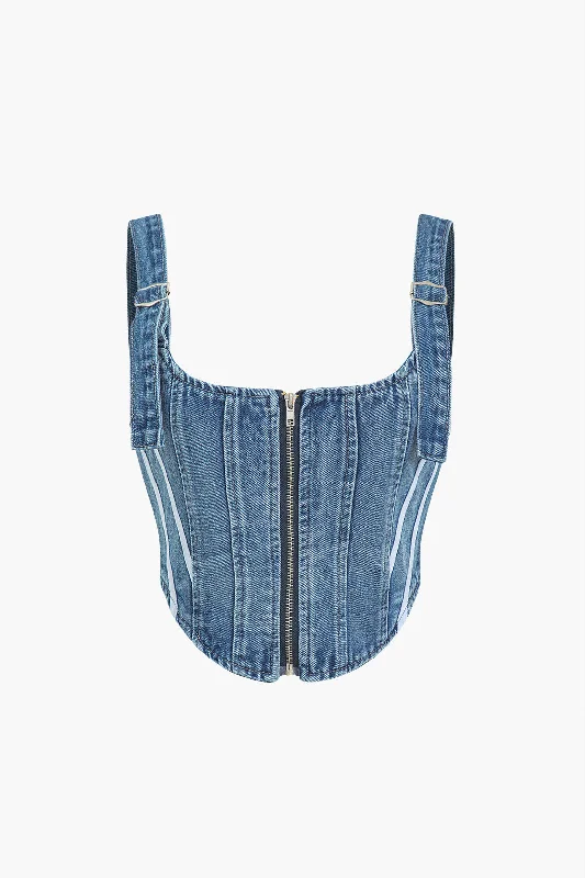 Denim Corset Crop Top