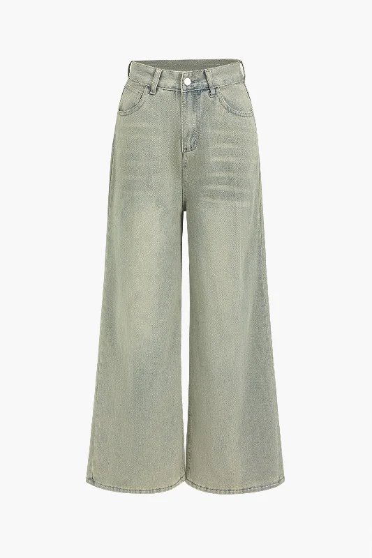 Denim High-Waisted Wide-Leg Jeans