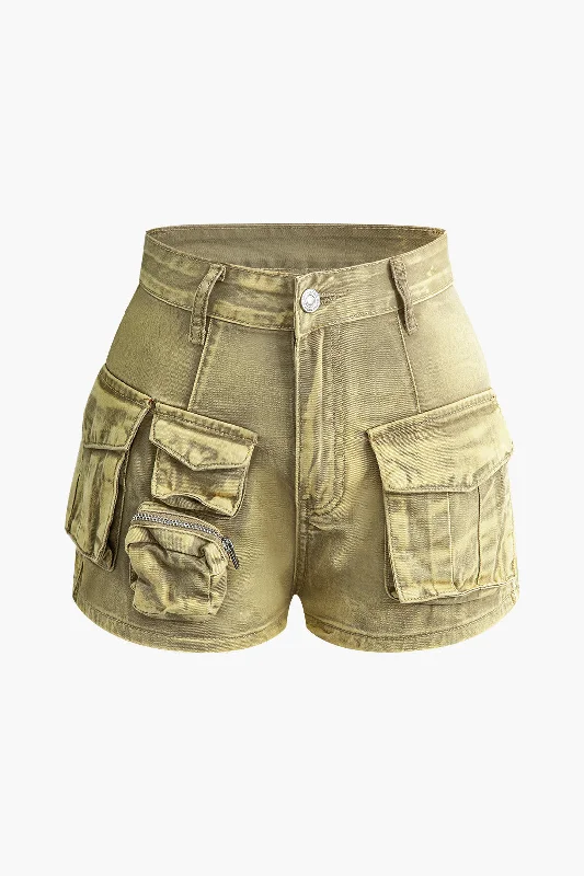 Flap Pocket Denim Shorts