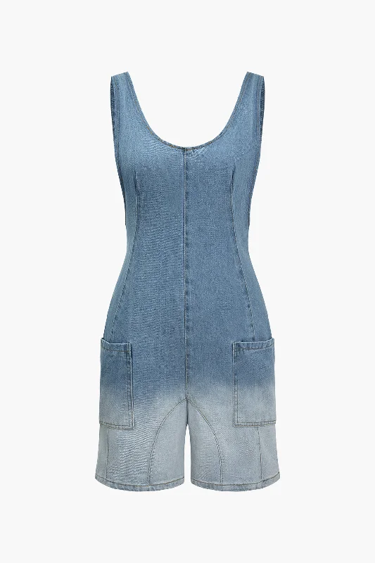 Ombre Denim Pocket Romper