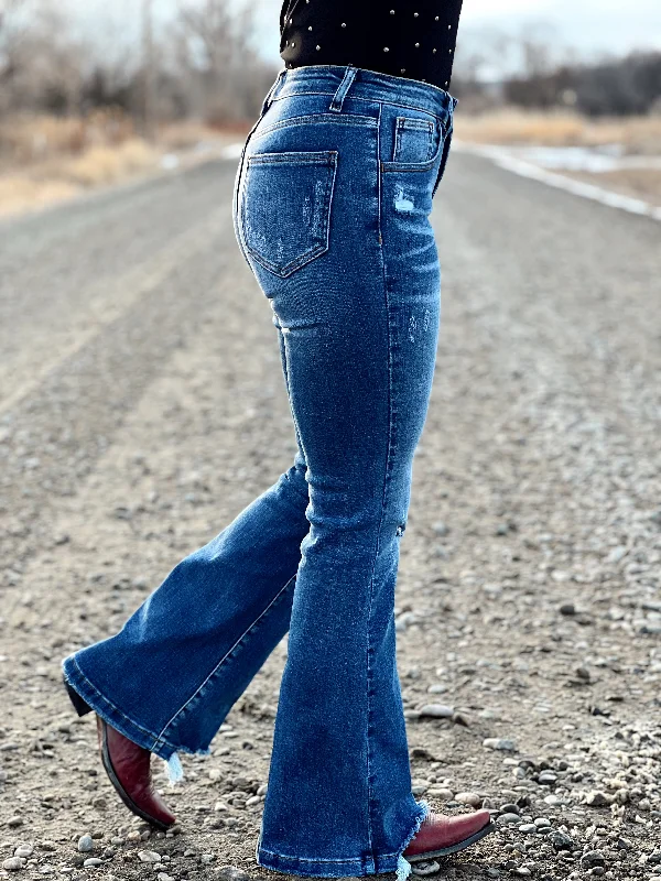 The Blakely Medium Wash Flare Jean with Tummy Control